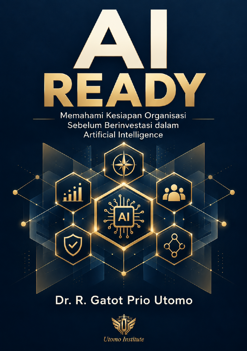 Original navy and gold AI READY book cover with a network of seven connected symbols and the author's name.