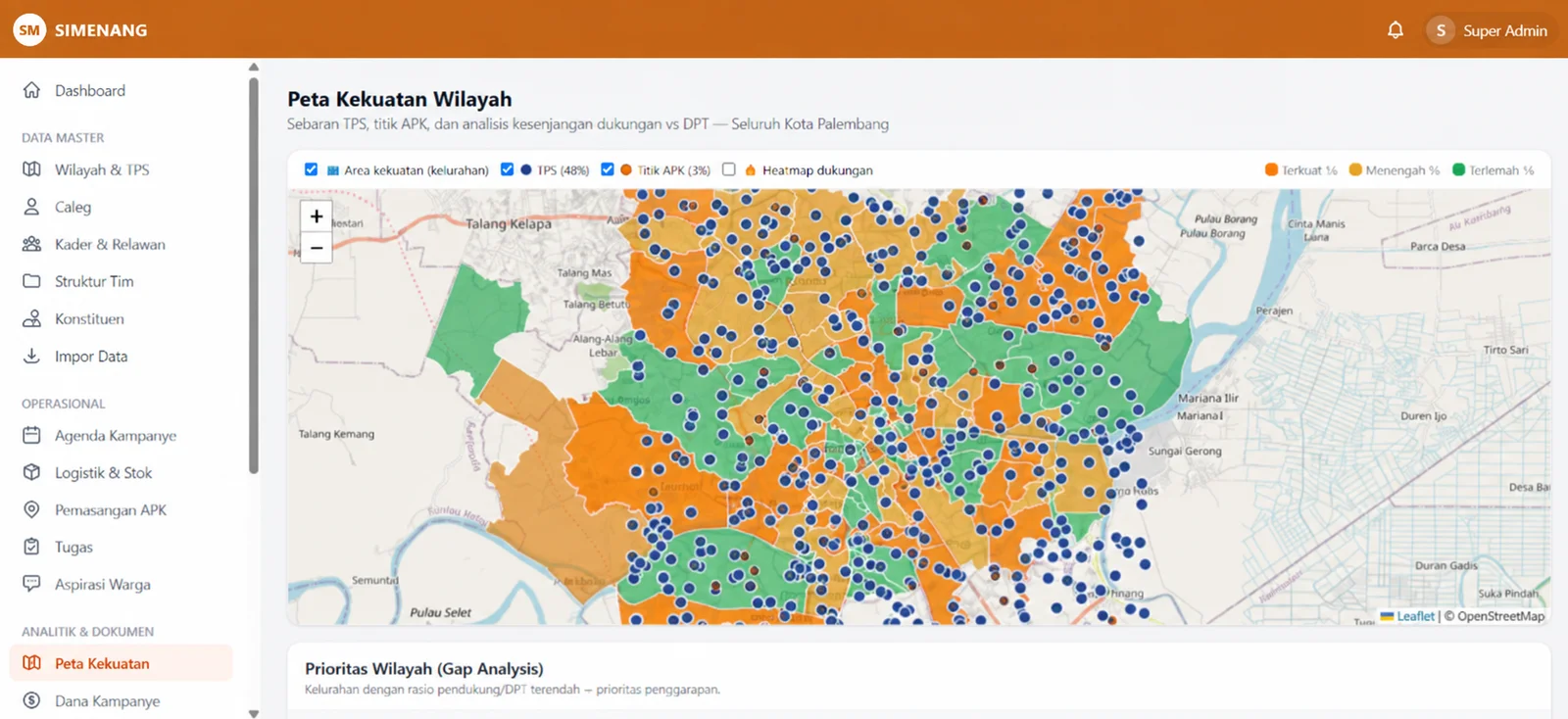 SIMENANG regional map view, presented with orange header and chart or map accents.